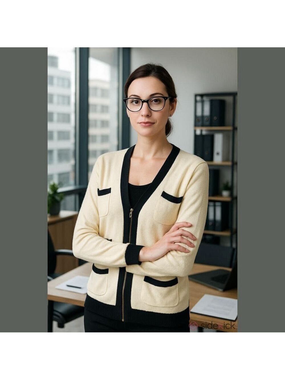 NEW NWT Ann Taylor Cream Black Cardigan Sweater Medium Office Work Career